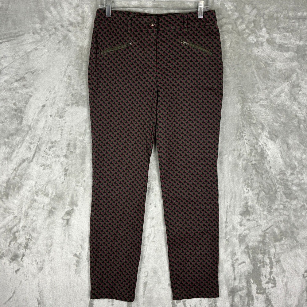 Gerry Weber Edition Women‎ Slim Tapered Geometric Triangle Print Pants Olive 10